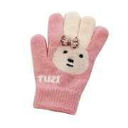 FJHNGBDH Kids Cute Cartoon Gloves Warm Knitted Children Toddler Gloves Rabbit Cute Cartoon Outdoor Winter Velvet Thickened Warm Cold Gloves for Baby Boys Girls